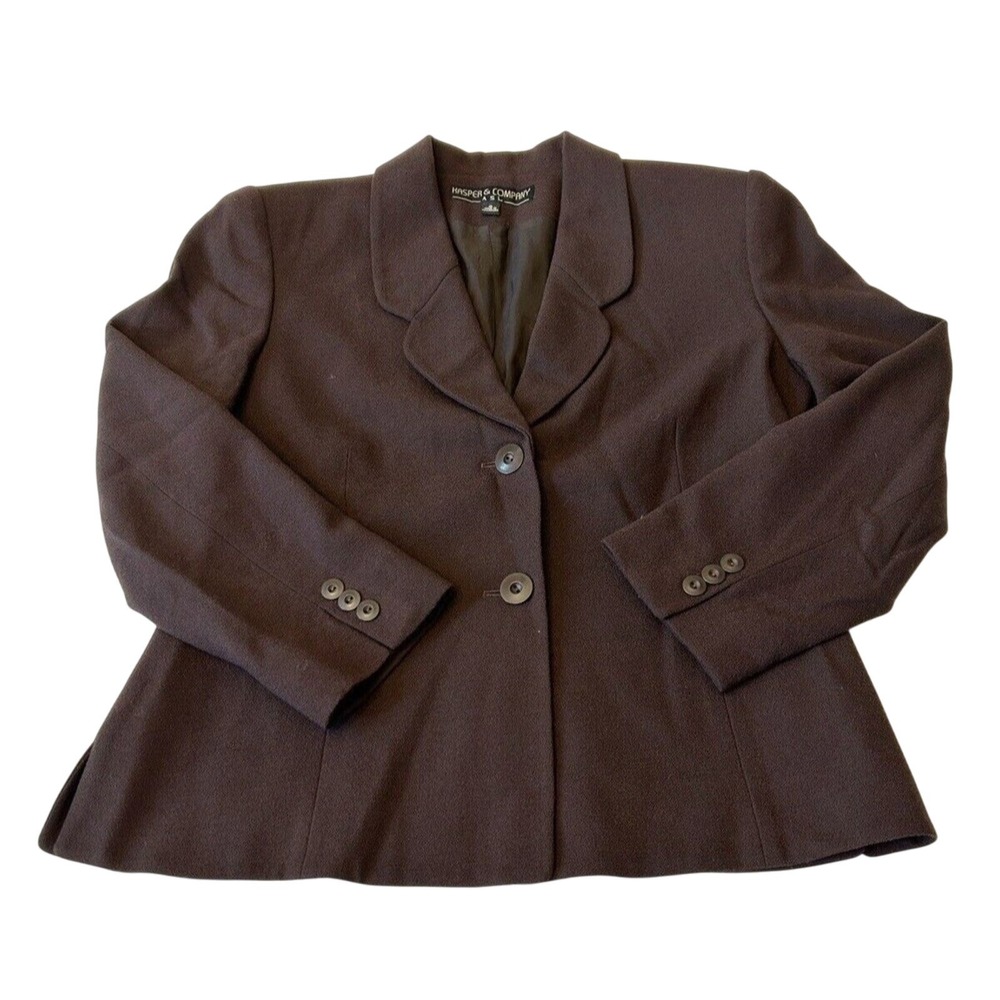 Kasper & Company A S L Wool Blazer Jacket Women's Size 8 Brown 2 Button